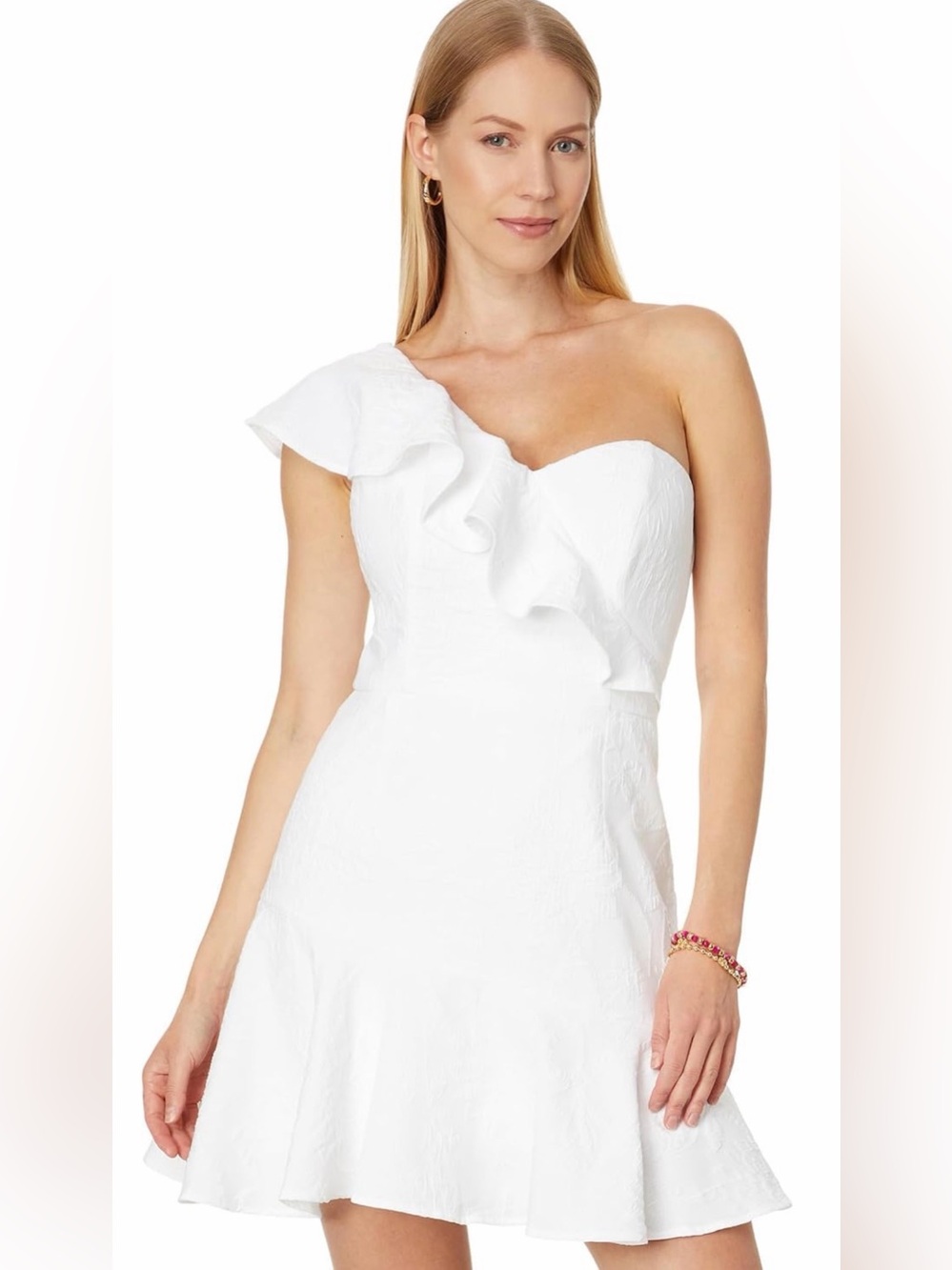 Lilly Pulitzer White One-Shoulder Ruffle Dress - Picture 1 of 14